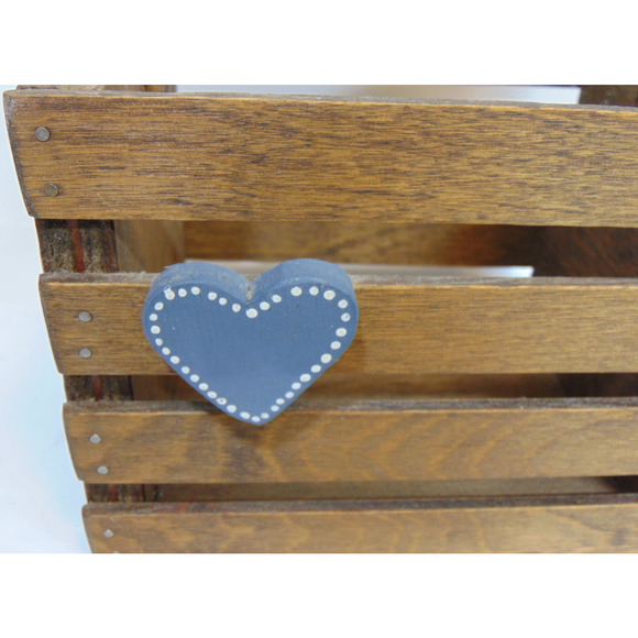 Baskets Wood Slat Duck Heart Hand Basket Round Handle Decorative Vintage - Picture 3 of 7